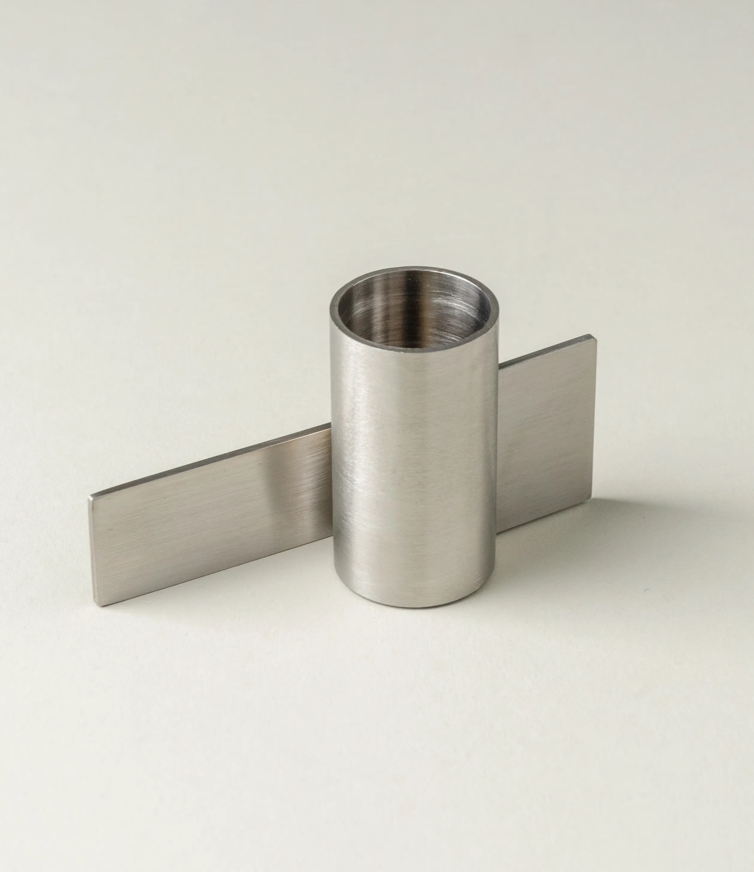 Icon Iysestage 01 from Stences is a candleholder made for taper candles. This picture shows the chrome variant of this item. The steel material has a brushed surface which emphasize the soft geometric shapes of the product in question.