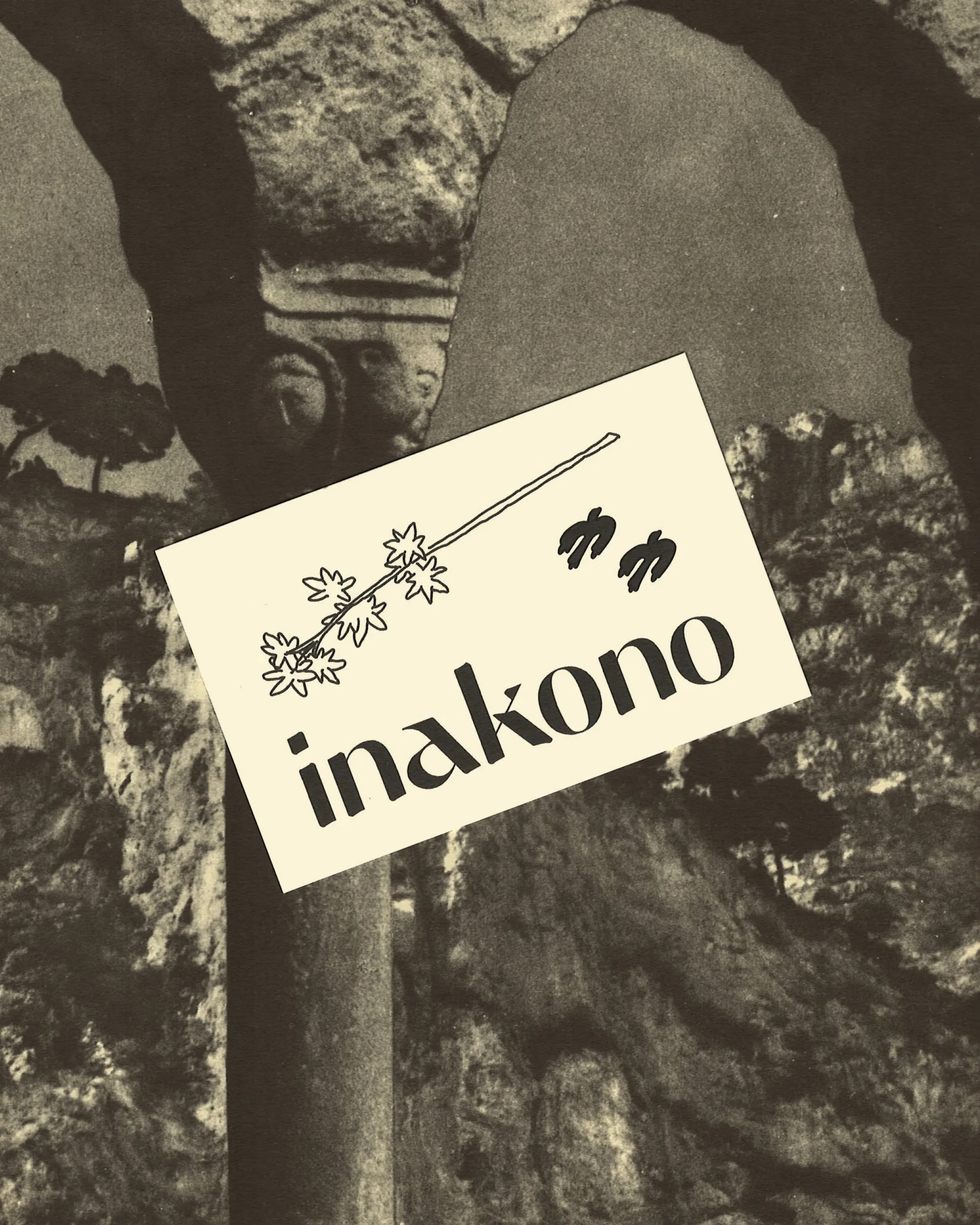 Inakono's business card layered on top of a vintage picture taken in the south of France